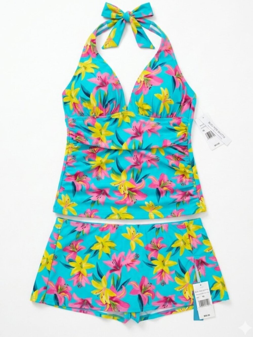 NWT Bleu Rod Beattie Lush Life Halter Tankini Swim Set Top and Skirt , Size 6